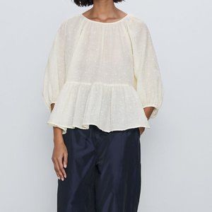 Zara SWISS DOT BLOUSE Ecru-1165/041